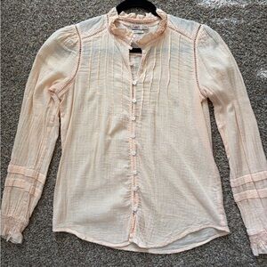 Faherty Willa Light Peach Button-Up Blouse
